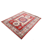 Kazak 4' 11" X 6' 5" Hand-Knotted Wool Rug 4' 11" X 6' 5" (150 X 196) / Red / Ivory