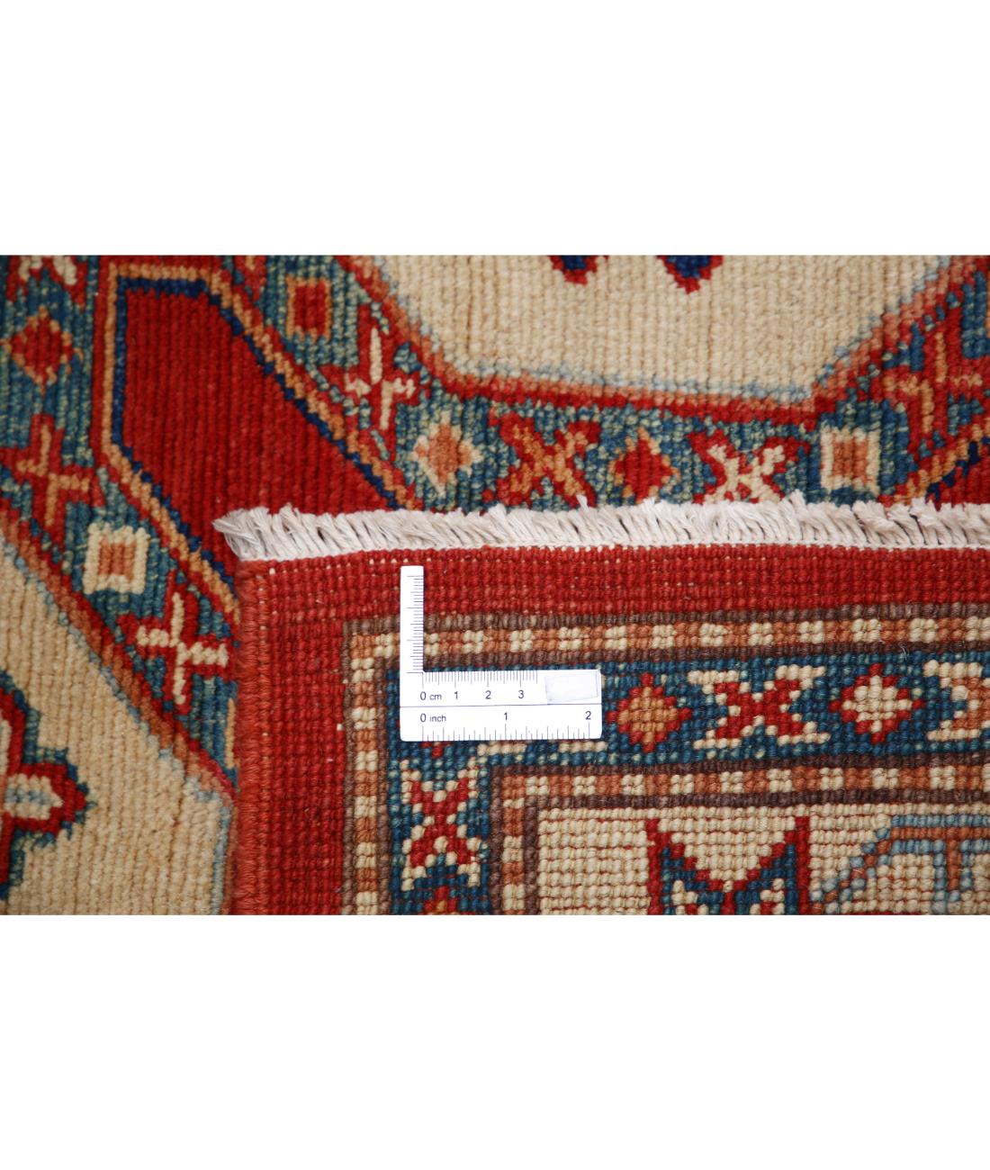 Kazak 4' 11" X 6' 5" Hand-Knotted Wool Rug 4' 11" X 6' 5" (150 X 196) / Red / Ivory