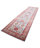 Kazak 4' 0" X 14' 5" Hand-Knotted Wool Rug 4' 0" X 14' 5" (122 X 439) / Blue / Ivory