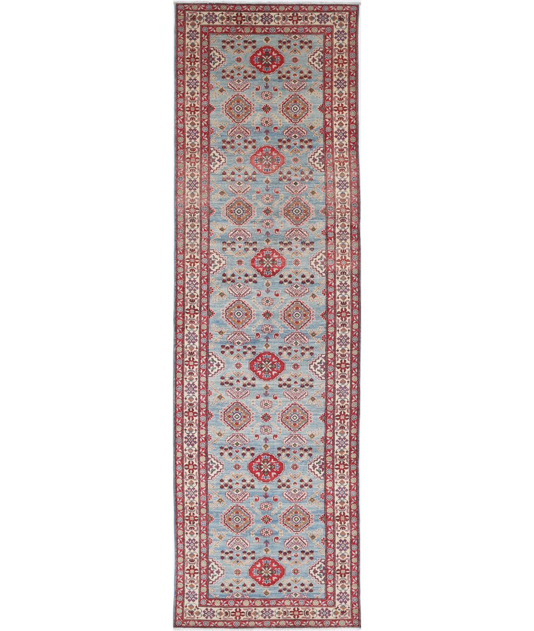 Kazak 4' 0" X 14' 5" Hand-Knotted Wool Rug 4' 0" X 14' 5" (122 X 439) / Blue / Ivory