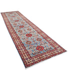 Kazak 4' 1" X 14' 4" Hand-Knotted Wool Rug 4' 1" X 14' 4" (124 X 437) / Blue / Ivory