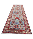 Kazak 4' 1" X 14' 4" Hand-Knotted Wool Rug 4' 1" X 14' 4" (124 X 437) / Blue / Ivory