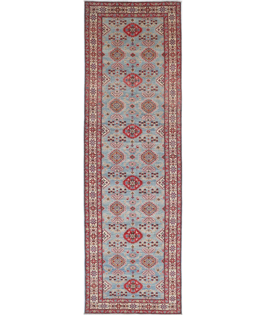 Kazak 4' 1" X 14' 4" Hand-Knotted Wool Rug 4' 1" X 14' 4" (124 X 437) / Blue / Ivory