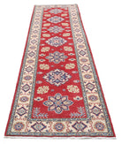 Kazak 2' 10" X 9' 10" Hand-Knotted Wool Rug 2' 10" X 9' 10" (86 X 300) / Red / Ivory