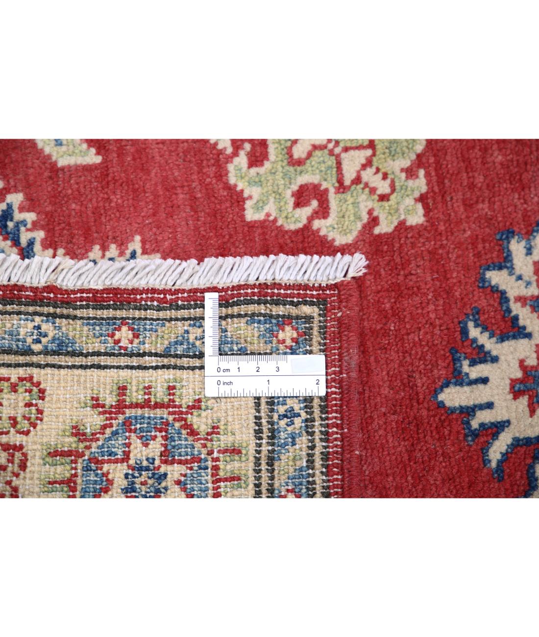 Kazak 2' 10" X 9' 10" Hand-Knotted Wool Rug 2' 10" X 9' 10" (86 X 300) / Red / Ivory