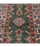 Kazak 2' 1" X 5' 8" Hand-Knotted Wool Rug 2' 1" X 5' 8" (64 X 173) / Green / Ivory