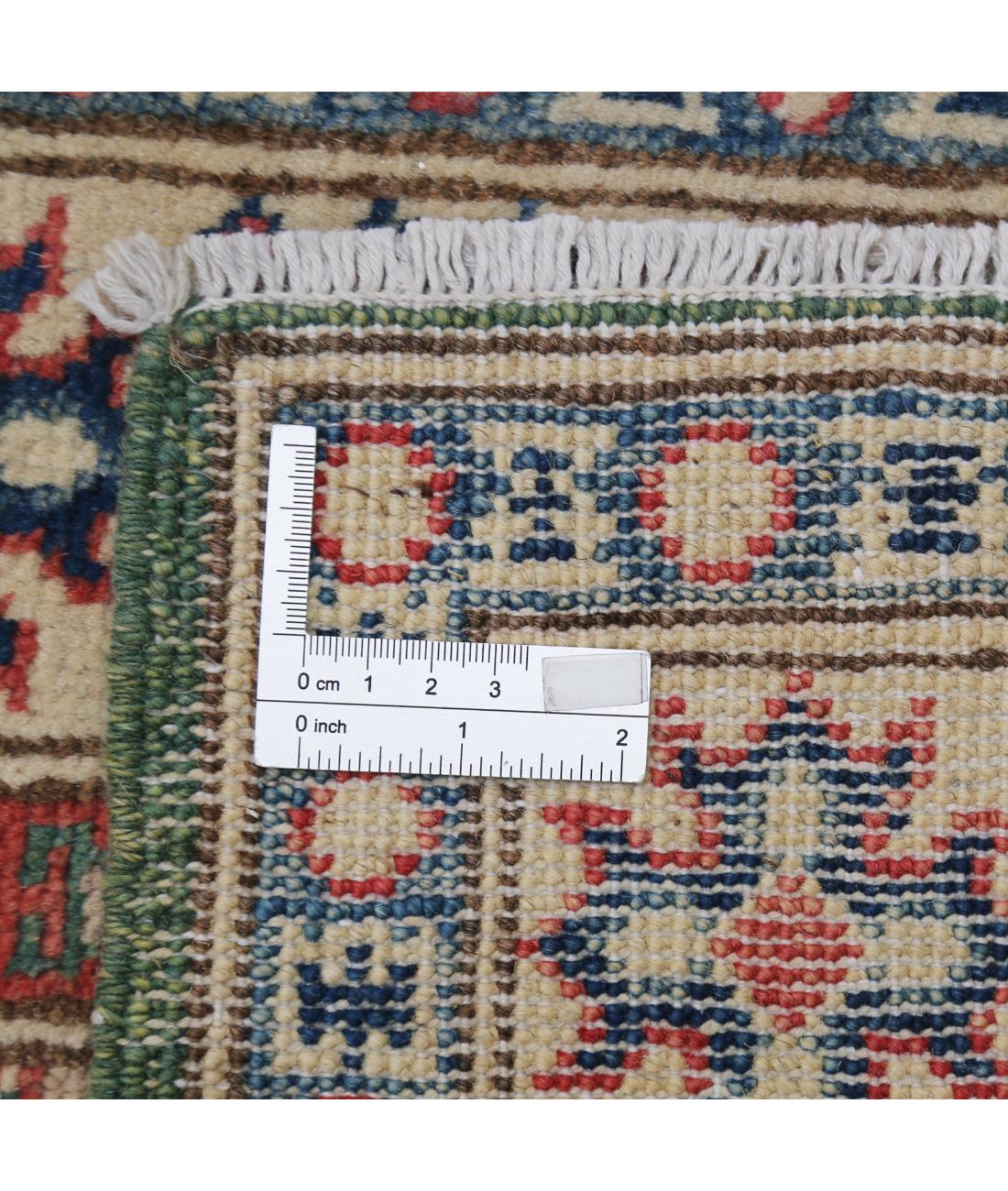 Kazak 2' 1" X 5' 8" Hand-Knotted Wool Rug 2' 1" X 5' 8" (64 X 173) / Green / Ivory