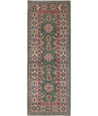 Kazak 2' 1" X 5' 8" Hand-Knotted Wool Rug 2' 1" X 5' 8" (64 X 173) / Green / Ivory