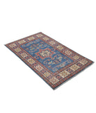 Kazak 2' 10" X 4' 8" Hand-Knotted Wool Rug 2' 10" X 4' 8" (86 X 142) / Blue / Ivory