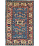 Kazak 2' 10" X 4' 8" Hand-Knotted Wool Rug 2' 10" X 4' 8" (86 X 142) / Blue / Ivory