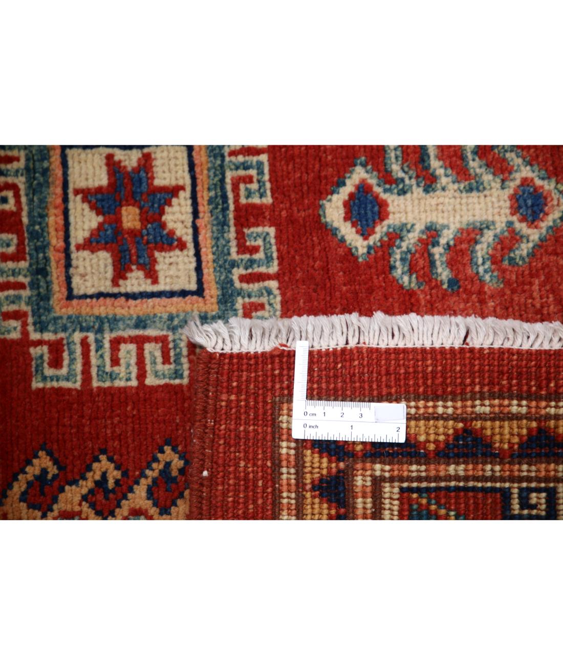 Kazak 3' 2" X 5' 0" Hand-Knotted Wool Rug 3' 2" X 5' 0" (97 X 152) / Red / Ivory