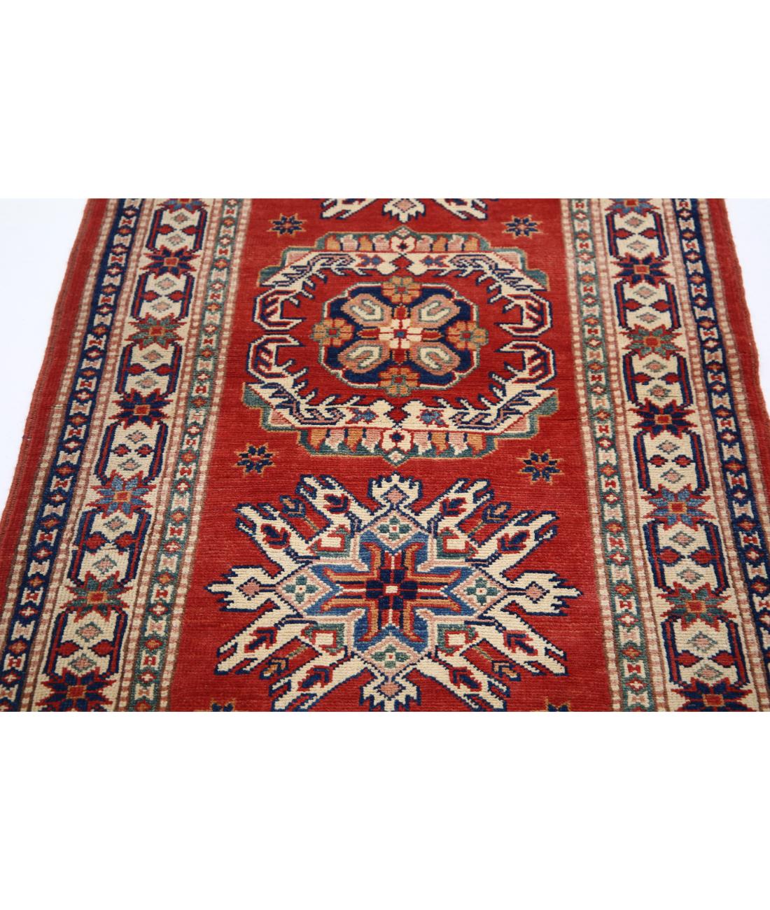 Kazak 2' 11" X 4' 11" Hand-Knotted Wool Rug 2' 11" X 4' 11" (89 X 150) / Red / Ivory