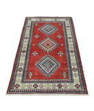 Kazak 2' 11" X 4' 11" Hand-Knotted Wool Rug 2' 11" X 4' 11" (89 X 150) / Red / Ivory