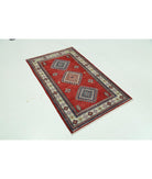 Kazak 3' 0" X 4' 9" Hand-Knotted Wool Rug 3' 0" X 4' 9" (91 X 145) / Red / Ivory