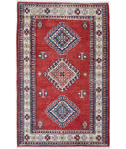 Kazak 3' 0" X 4' 9" Hand-Knotted Wool Rug 3' 0" X 4' 9" (91 X 145) / Red / Ivory