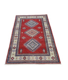 Kazak 2' 1" X 4' 11" Hand-Knotted Wool Rug 2' 1" X 4' 11" (64 X 150) / Red / Ivory