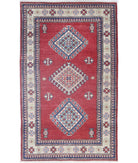 Kazak 2' 1" X 4' 11" Hand-Knotted Wool Rug 2' 1" X 4' 11" (64 X 150) / Red / Ivory