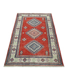 Kazak 2' 10" X 5' 0" Hand-Knotted Wool Rug 2' 10" X 5' 0" (86 X 152) / Red / Ivory