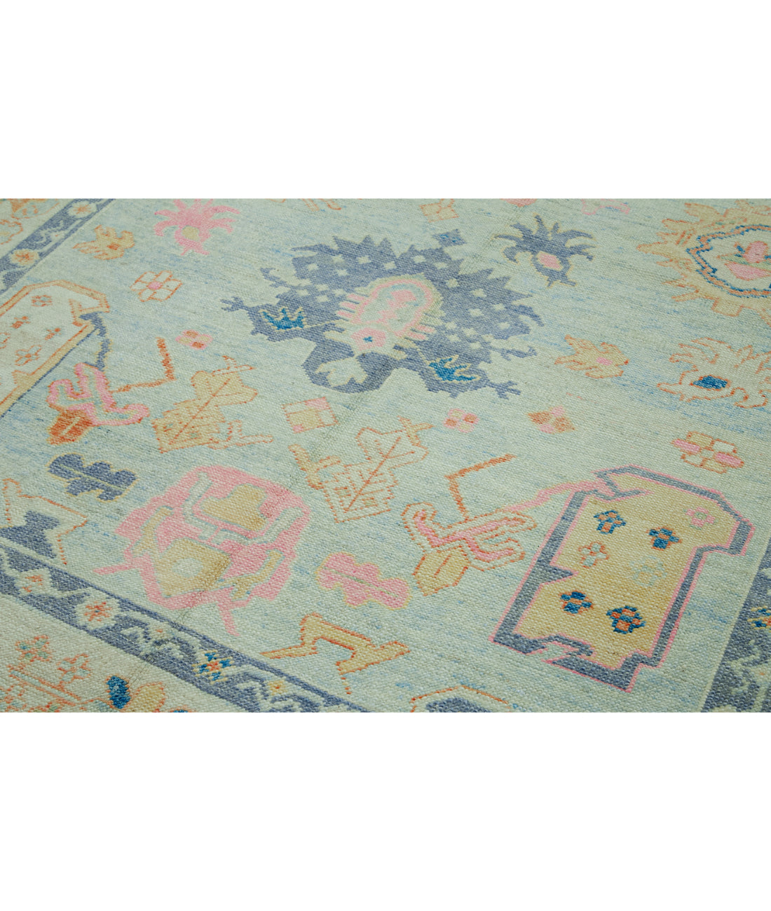 Oushak 7' 9" X 10' 1" Hand-Knotted Wool Rug 7' 9" X 10' 1" (236 X 307) / Blue / Grey