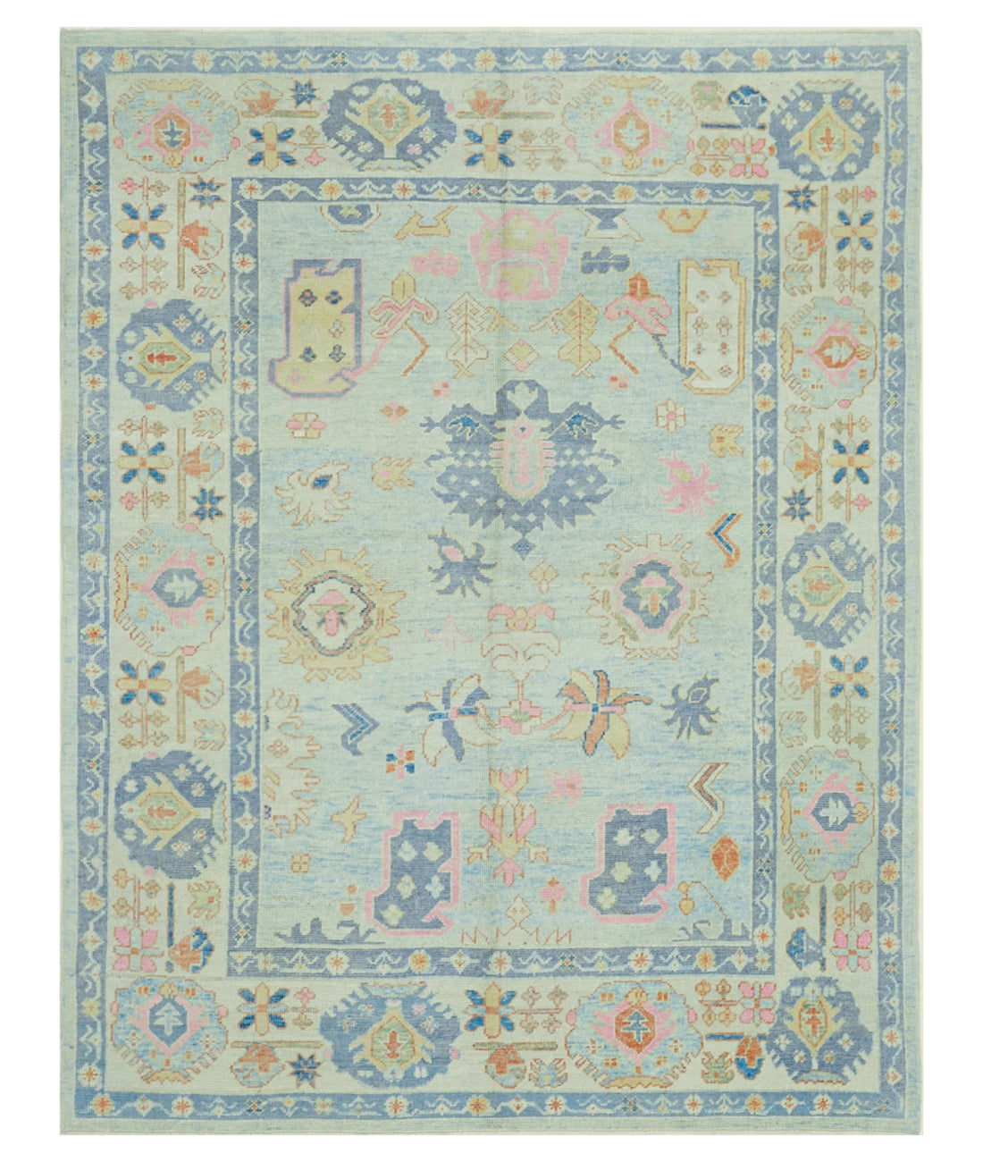 Oushak 7' 9" X 10' 1" Hand-Knotted Wool Rug 7' 9" X 10' 1" (236 X 307) / Blue / Grey