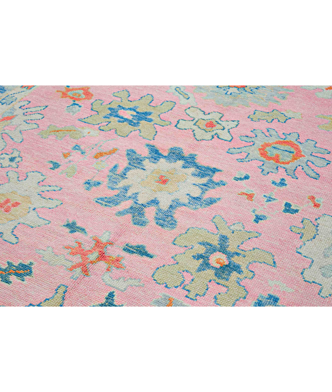 Oushak 7' 11" X 11' 4" Hand-Knotted Wool Rug 7' 11" X 11' 4" (241 X 345) / Pink / Grey