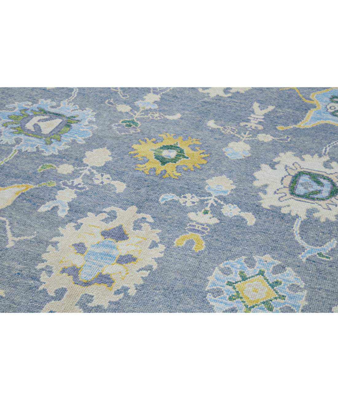 Oushak 10' 1" X 14' 9" Hand-Knotted Wool Rug 10' 1" X 14' 9" (307 X 450) / Grey / Blue