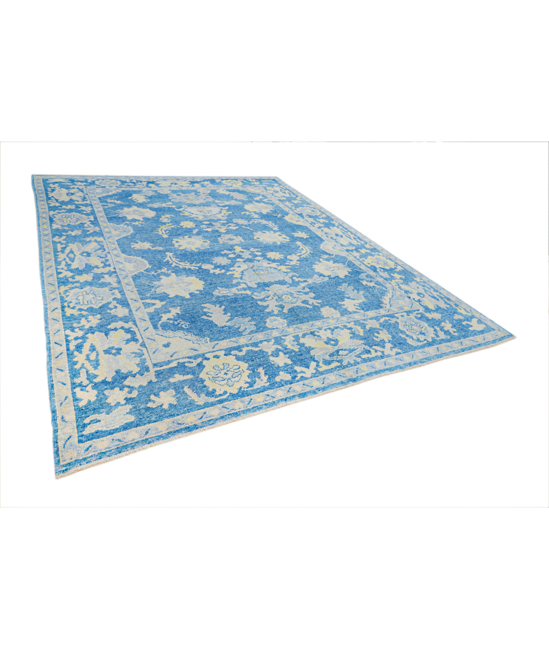 Oushak 9' 6" X 12' 2" Hand-Knotted Wool Rug 9' 6" X 12' 2" (290 X 371) / Blue / Grey