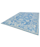 Oushak 9' 6" X 12' 2" Hand-Knotted Wool Rug 9' 6" X 12' 2" (290 X 371) / Blue / Grey