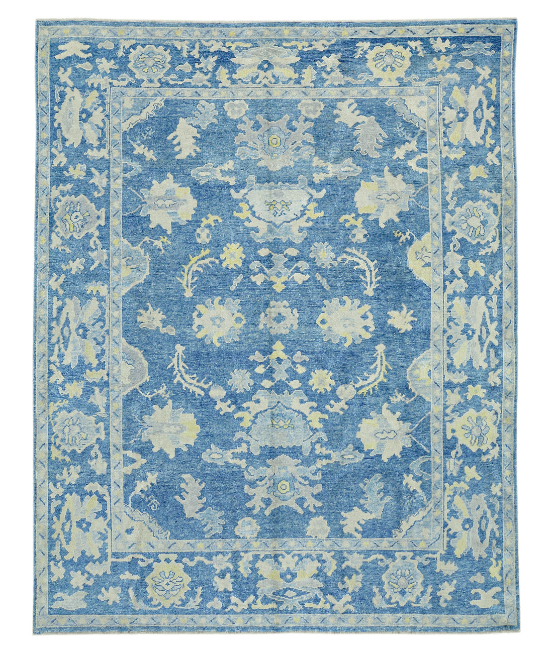 Oushak 9' 6" X 12' 2" Hand-Knotted Wool Rug 9' 6" X 12' 2" (290 X 371) / Blue / Grey