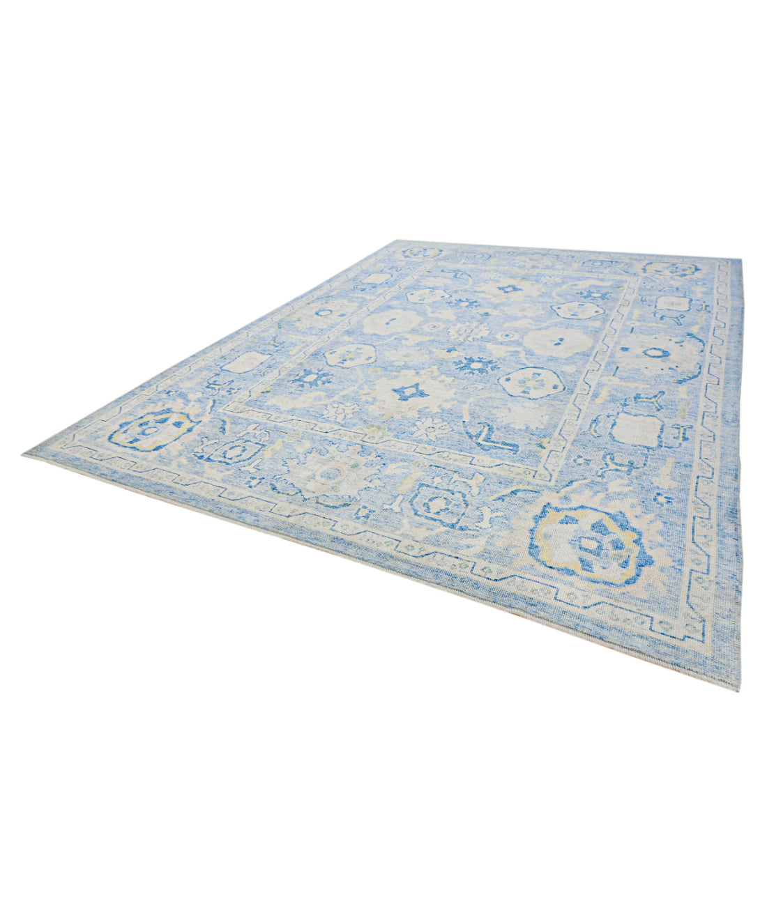 Oushak 9' 7" X 12' 11" Hand-Knotted Wool Rug 9' 7" X 12' 11" (292 X 394) / Blue / Ivory