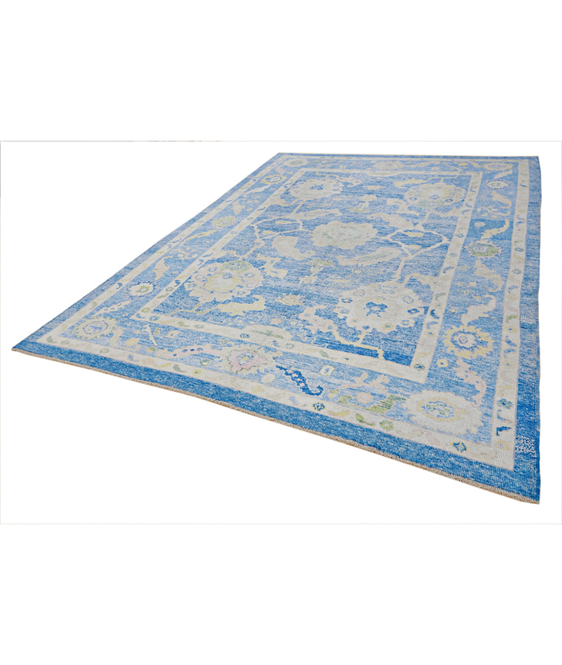 Oushak 7' 11" X 11' 3" Hand-Knotted Wool Rug 7' 11" X 11' 3" (241 X 343) / Blue / Ivory