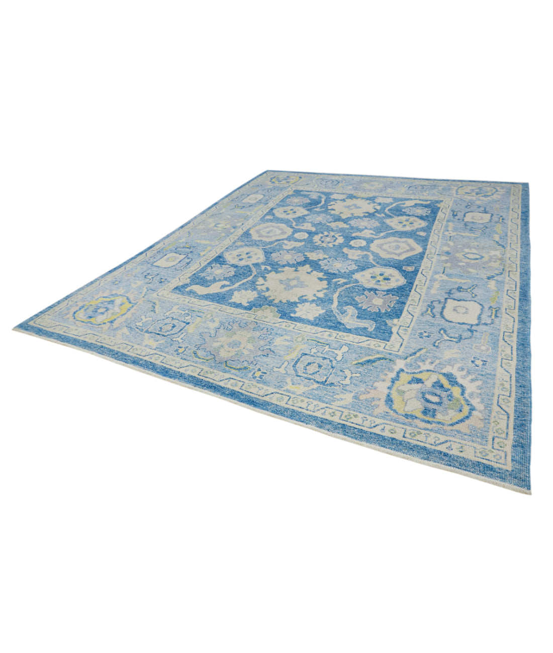 Oushak 9' 5" X 11' 11" Hand-Knotted Wool Rug 9' 5" X 11' 11" (287 X 363) / Blue / Ivory