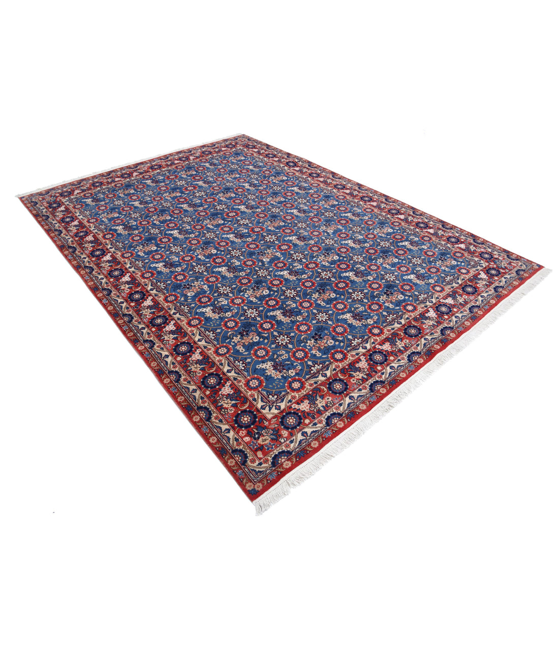 Varamin 6'10'' X 9'5'' Hand-Knotted Wool Rug 6'10'' x 9'5'' (205 X 283) / Blue / Red