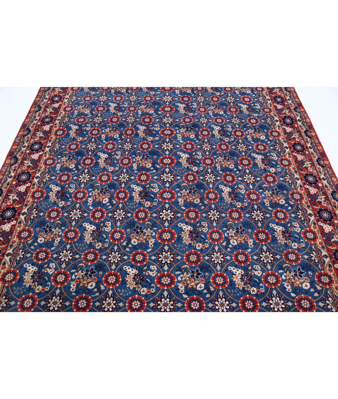 Varamin 6'10'' X 9'5'' Hand-Knotted Wool Rug 6'10'' x 9'5'' (205 X 283) / Blue / Red