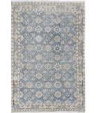 Vintage 3'3'' X 5'0'' Hand-Knotted Wool Rug 3'3'' x 5'0'' (98 X 150) / Blue / Ivory