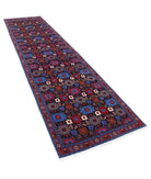 Varamin 3'3'' X 12'8'' Hand-Knotted Wool Rug 3'3'' x 12'8'' (98 X 380) / Blue / Rust