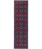 Varamin 3'3'' X 12'8'' Hand-Knotted Wool Rug 3'3'' x 12'8'' (98 X 380) / Blue / Rust