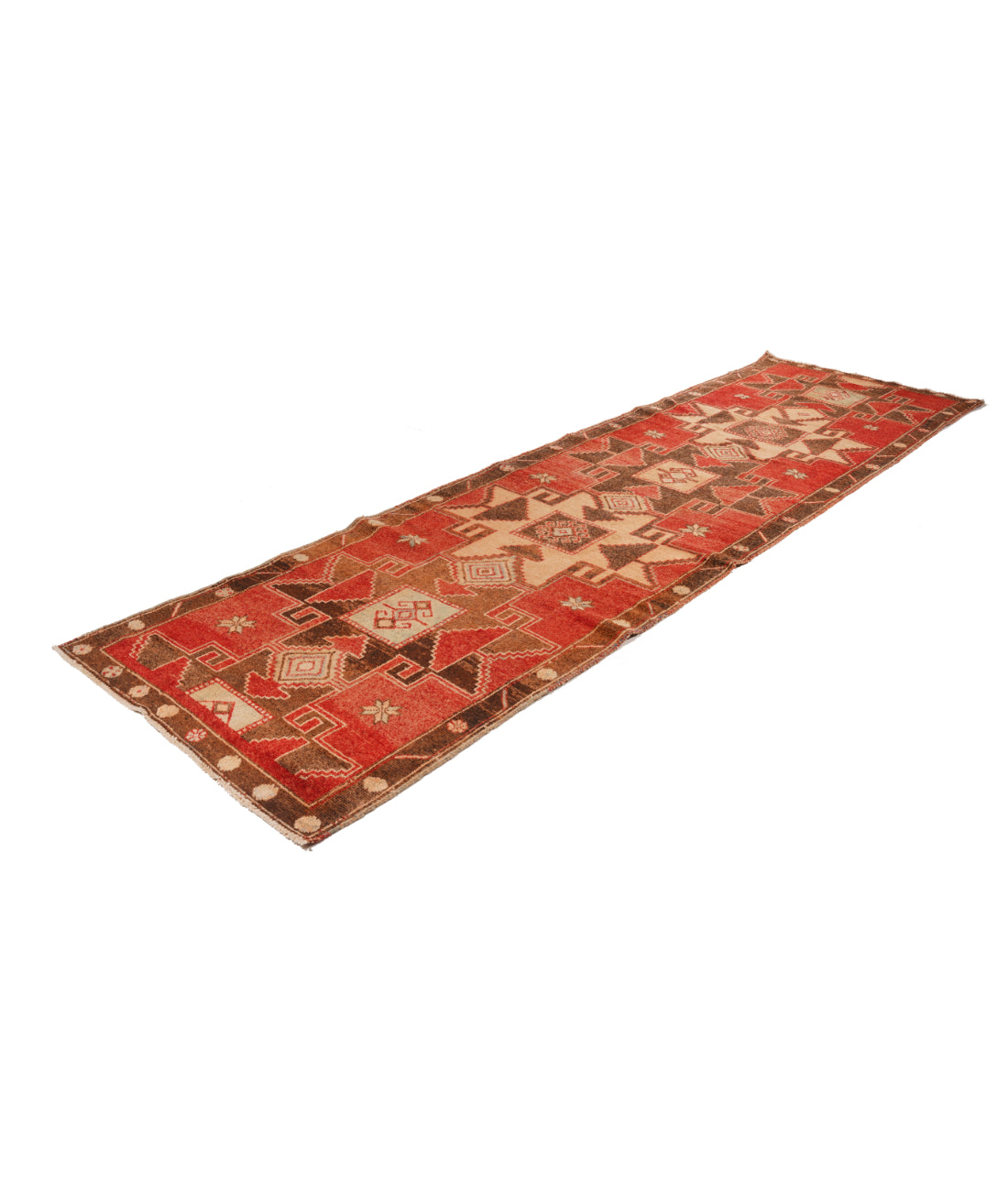 Anatolian 3' 7" X 12' 2" Hand-Knotted Wool Rug 3' 7" X 12' 2" (109 X 371) / Red / Brown