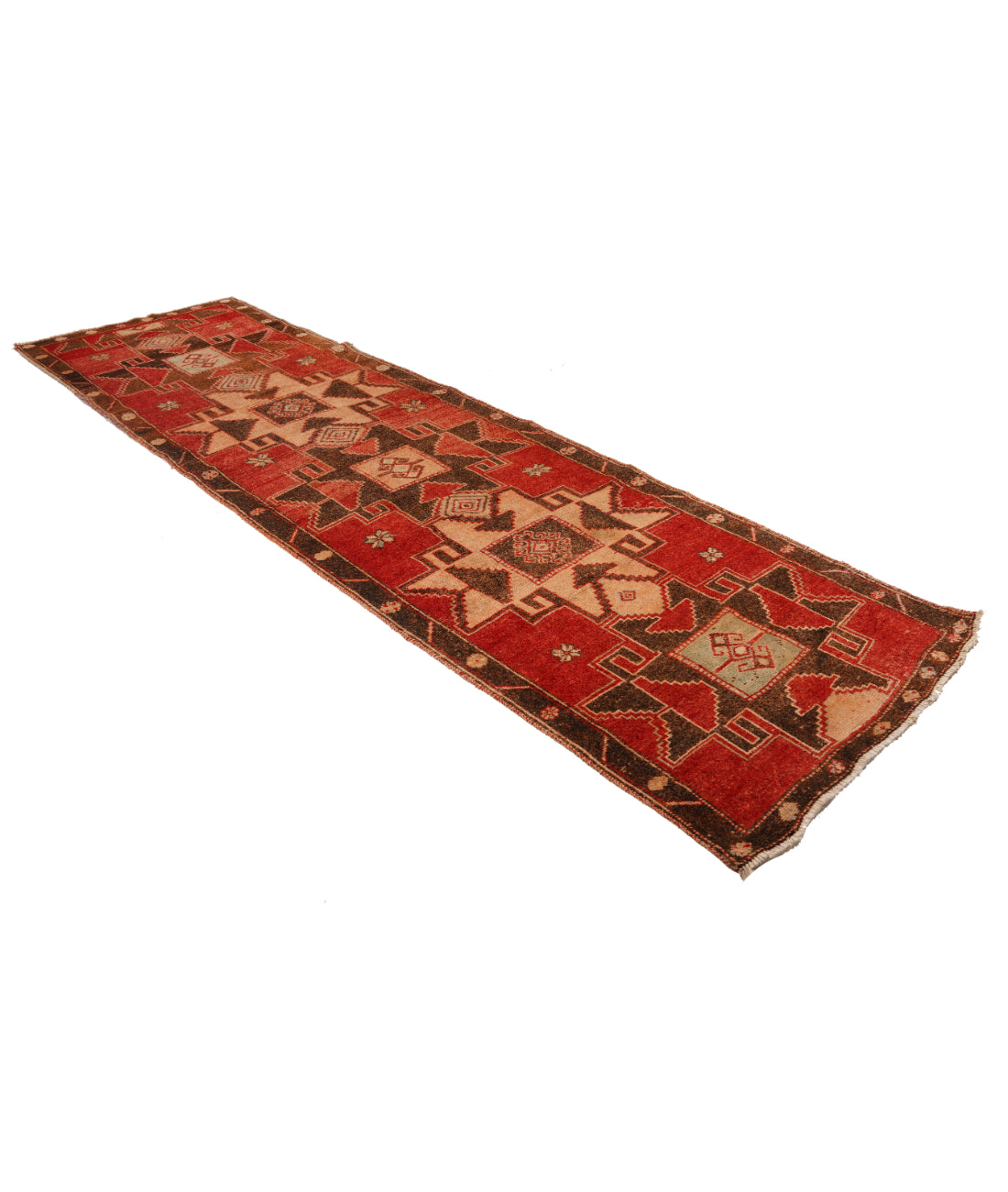 Anatolian 3' 7" X 12' 2" Hand-Knotted Wool Rug 3' 7" X 12' 2" (109 X 371) / Red / Brown