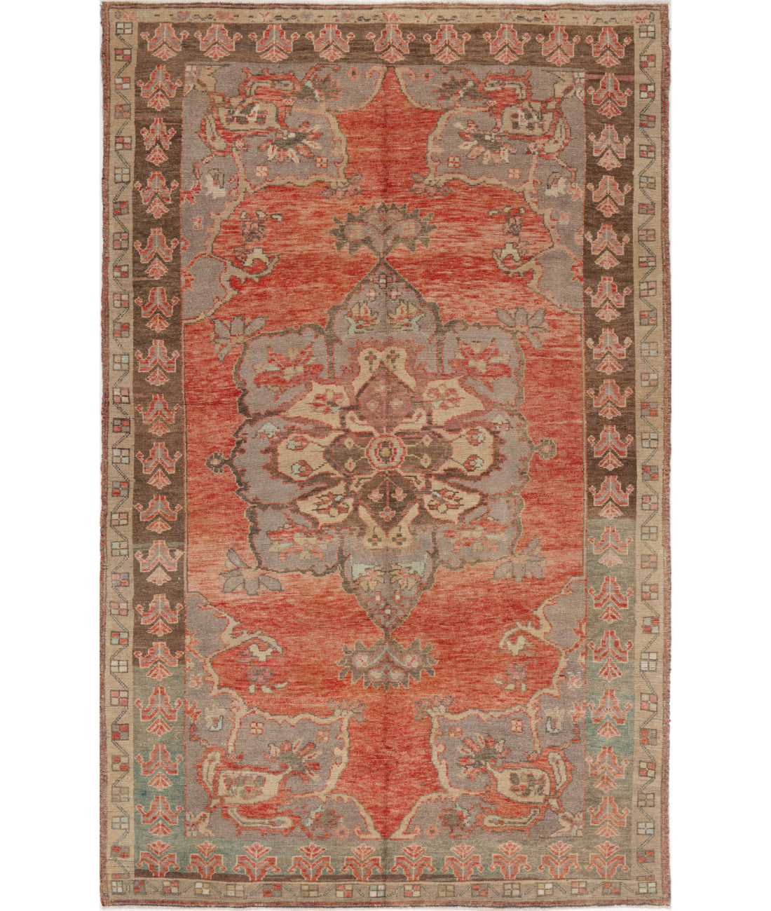 Anatolian 6' 0" X 10' 0" Hand-Knotted Wool Rug 6' 0" X 10' 0" (183 X 305) / Red / Grey