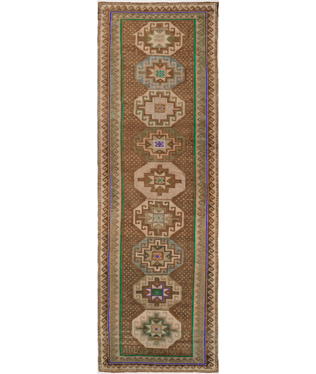 Anatolian 3' 6" X 12' 2" Hand-Knotted Wool Rug 3' 6" X 12' 2" (107 X 371) / Brown / Taupe