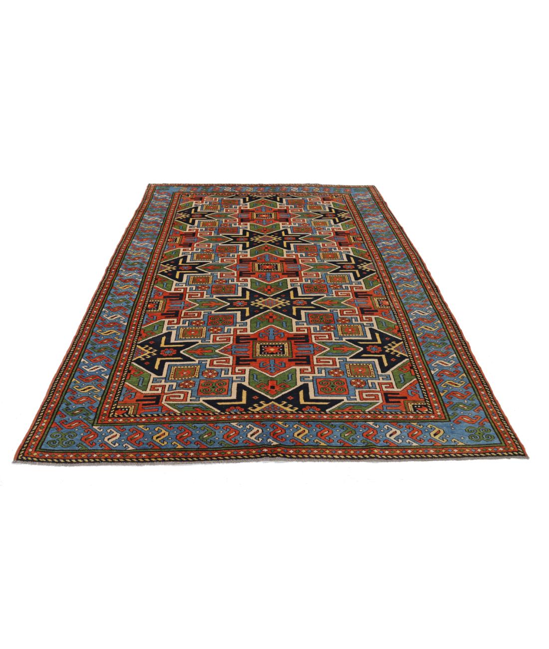 Kars 6' 0" X 7' 8" Hand-Knotted Wool Rug 6' 0" X 7' 8" (183 X 234) / Rust / Blue