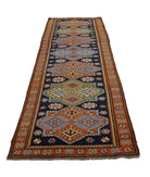 Kars 2' 8" X 7' 7" Hand-Knotted Wool Rug 2' 8" X 7' 7" (81 X 231) / Blue / Rust