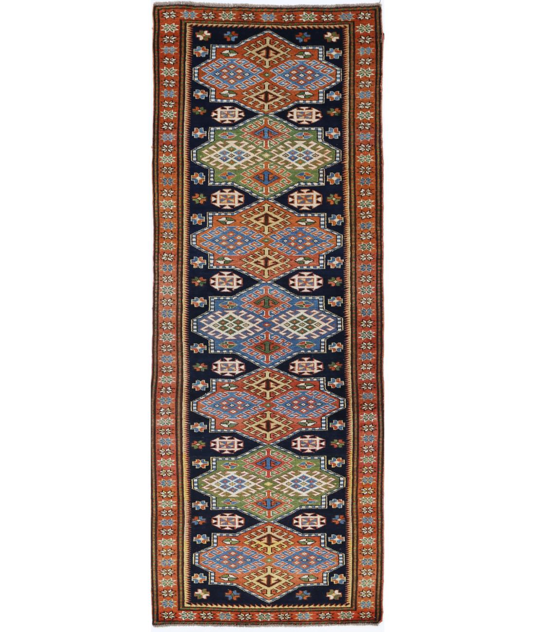 Kars 2' 8" X 7' 7" Hand-Knotted Wool Rug 2' 8" X 7' 7" (81 X 231) / Blue / Rust