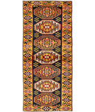 Kars 2' 7" X 6' 6" Hand-Knotted Wool Rug 2' 7" X 6' 6" (79 X 198) / Blue / Gold