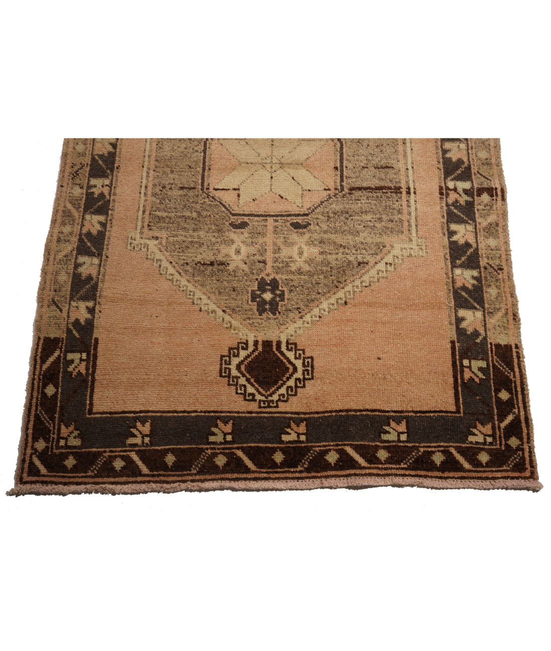 Anatolian 4' 0" X 13' 4" Hand-Knotted Wool Rug 4' 0" X 13' 4" (122 X 406) / Peach / Brown