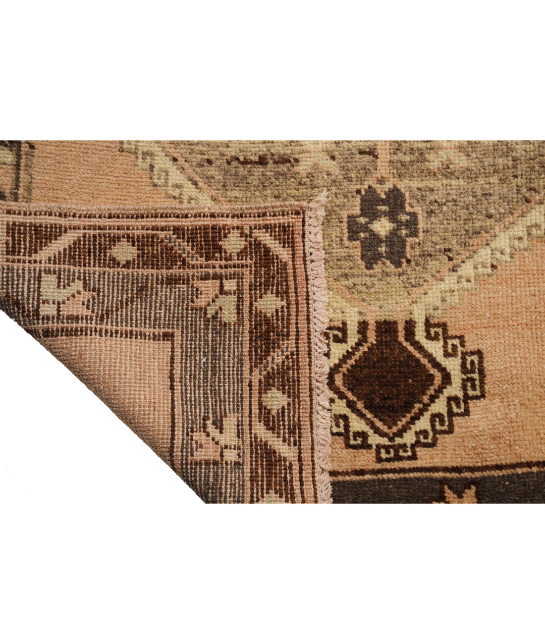 Anatolian 4' 0" X 13' 4" Hand-Knotted Wool Rug 4' 0" X 13' 4" (122 X 406) / Peach / Brown