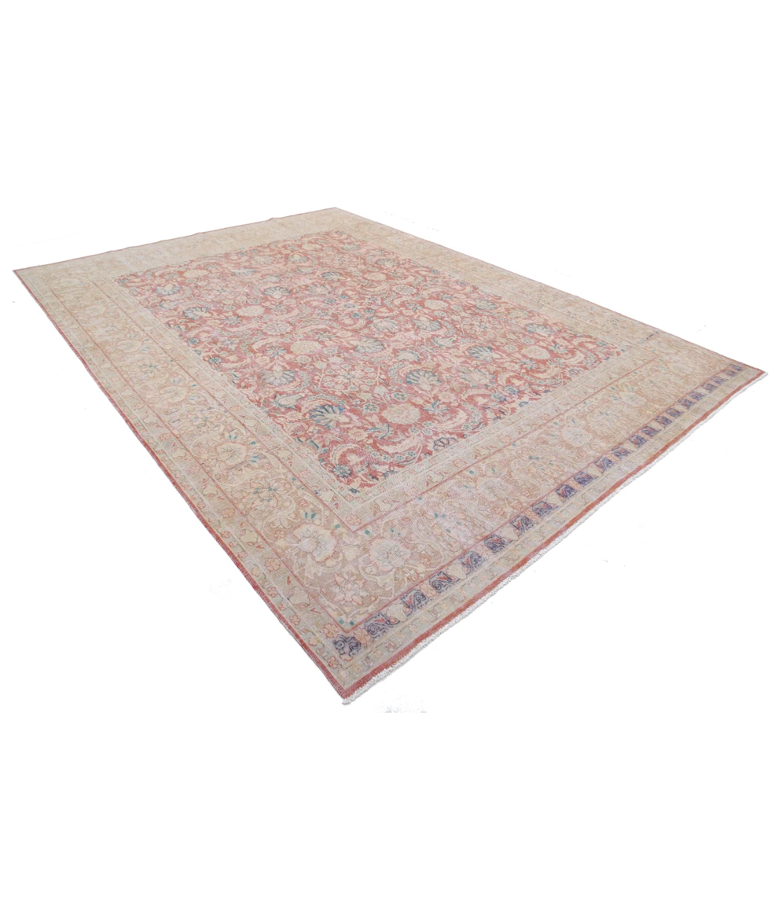 Hand Knotted Vintage Wool Rug 9' 6" X 12' 11" 9' 6" X 12' 11" (290 X 394) / Red / Brown