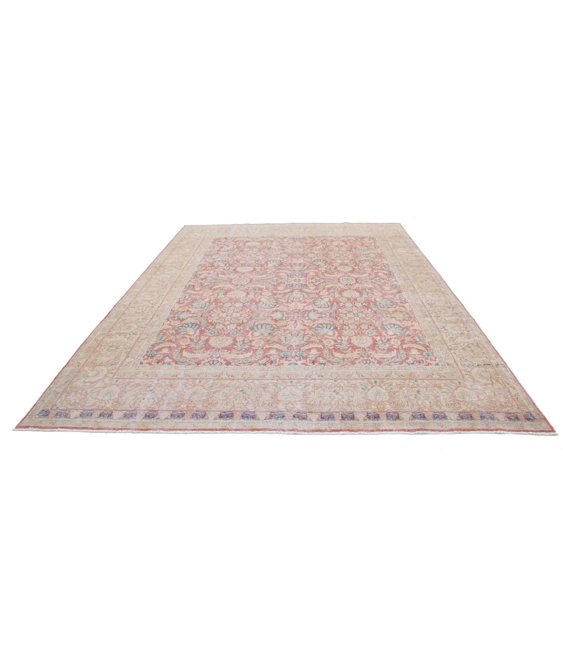 Hand Knotted Vintage Wool Rug 9' 6" X 12' 11" 9' 6" X 12' 11" (290 X 394) / Red / Brown