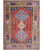 Yalameh 3'7'' X 5'0'' Hand-Knotted Wool Rug 3'7'' x 5'0'' (108 X 150) / Rust / Blue